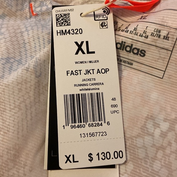 NWT Adidas Fast Running Jacket women’s tan blue X-Large #Gift - Picture 10 of 11